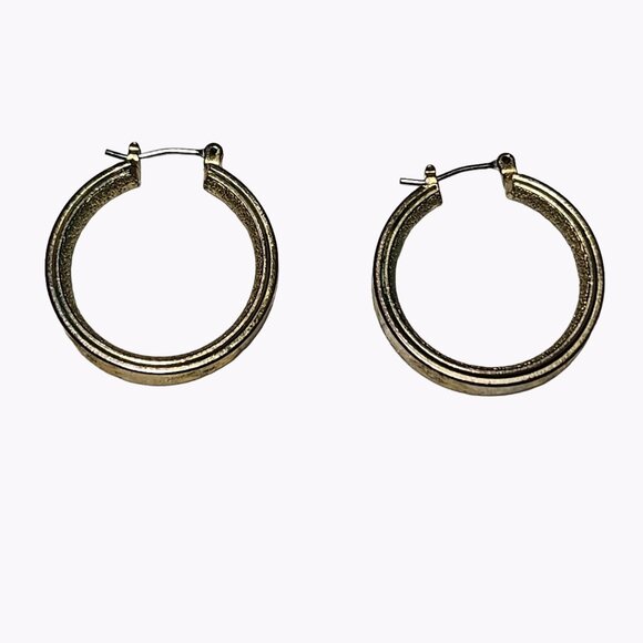 Gold Tone Hoop Drop Earrings Etched Evening Elegant Fashion Jewelry Women - Picture 1 of 4